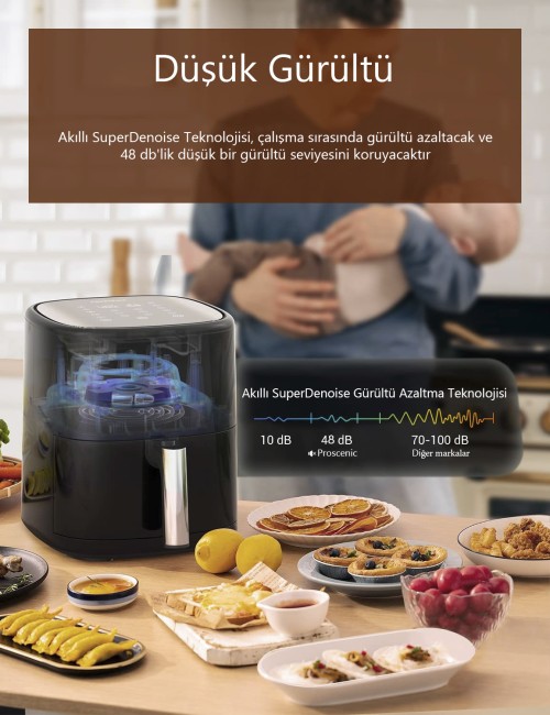 Proscenic T22 Smart Air Fryer 5L (Proscenic Türkiye Garantili) - Thumbnail